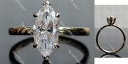 Doveggs Marquise Modified H&A cut solitaire moissanite engagement ring