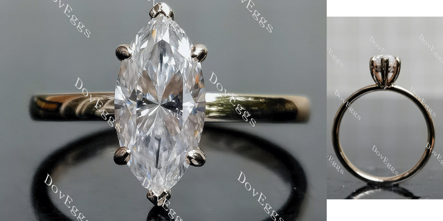 Doveggs Marquise Modified H&A cut solitaire moissanite engagement ring