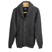 Shawl collar 8-ply cardigan jacket in Charcoal grey supergeelong lambswool