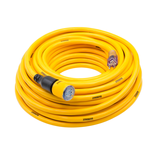 DEWALT 50-100 foot Lighted Click-to-Lock CGM Extension Cord 15A SJTW
