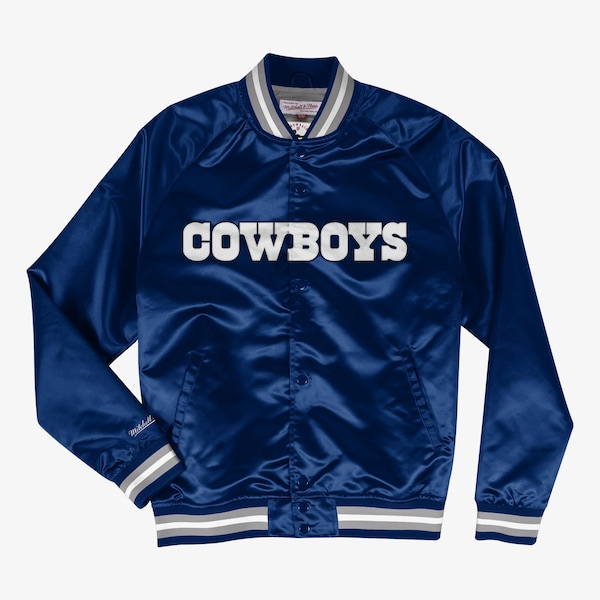 Men's Navy Dallas Cowboys Lightweight Satin Full-Snap Jacket