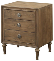 Bowery Hill Farmhouse Wood Nightstand with 3 Drawers in Reclaimed Oak
