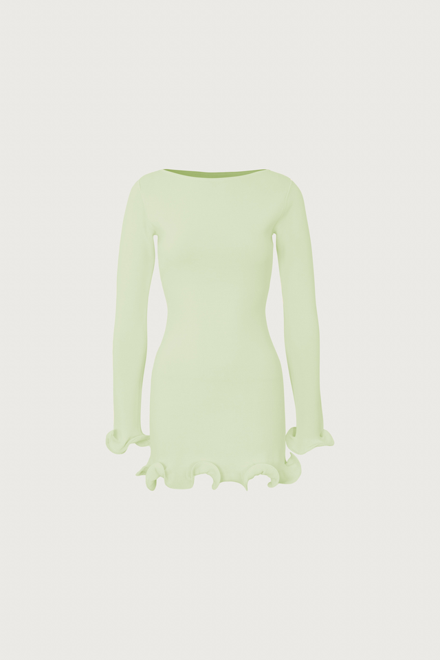 Ruffle Hem Mini Dress (Mint)