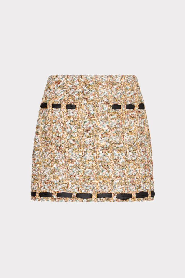 Romina Gold Tweed Ribbon Mini Skirt