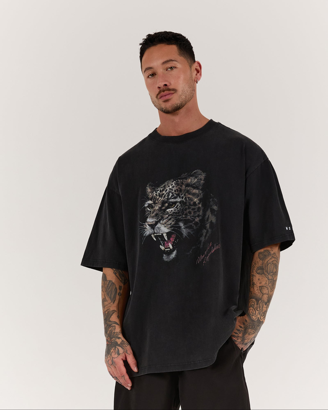 TIMELESS LEOPARD TEE - FADED BLACK