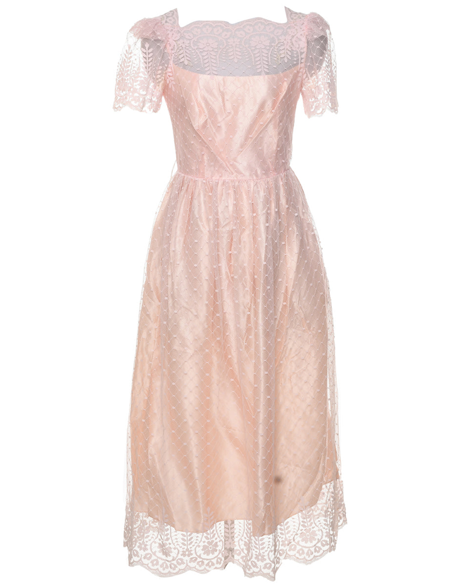 Lace Pale Pink Evening Gown - S