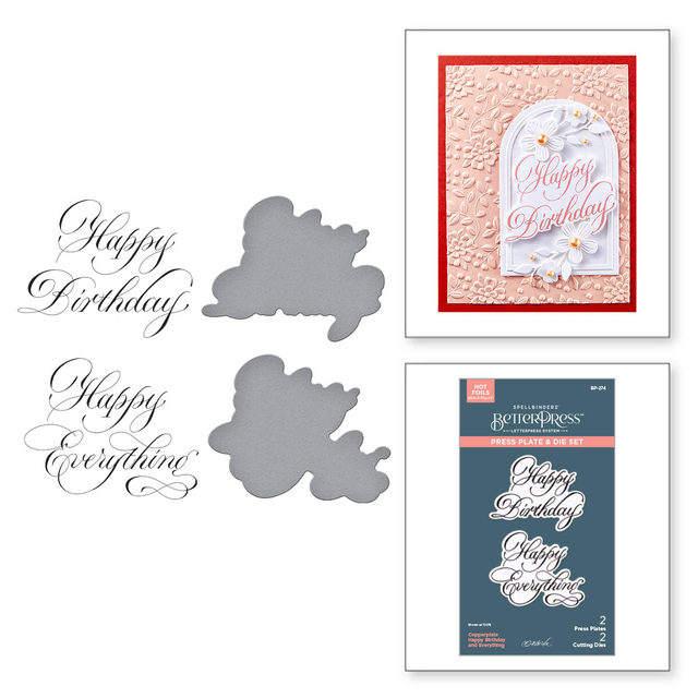Copperplate Happy Birthday and Everything BetterPress Plate & Die Set from the Copperplate Happy Everything Sentiments Collection by Paul Antonio