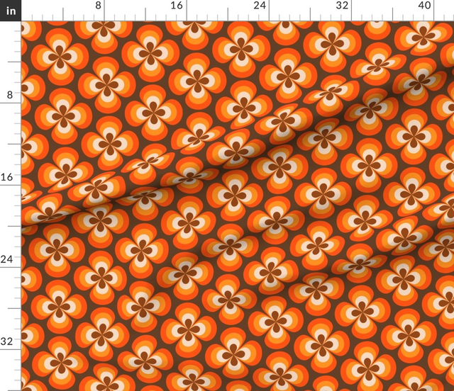 M Retro groovy 70s abstract mid mod boho floral daisy yellow red brown 6 Fabric bystarlight_design