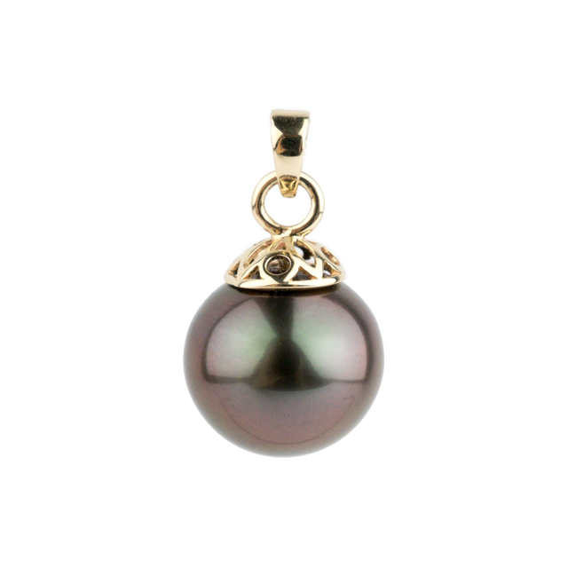 Aubergine Glow 11mm Tahitian Pearl Filigree Pendant