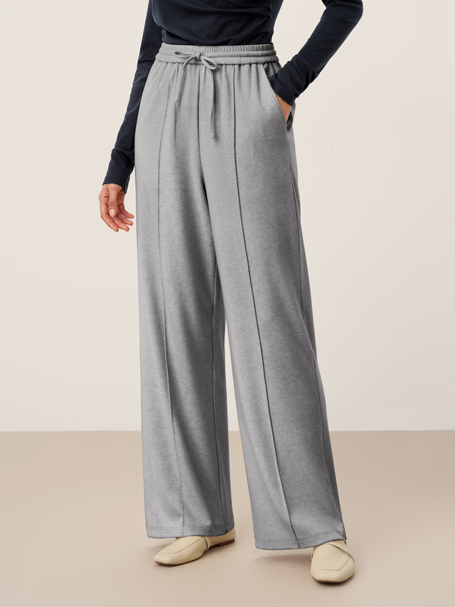 Wool Lyocell Sculpted Pin-Tuck Drawstring Straight Trousers TAMSIN