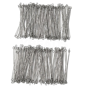 304 Stainless Steel Eye Pins, Stainless Steel Color, 22 Gauge, 50x0.6mm, Hole: 2mm