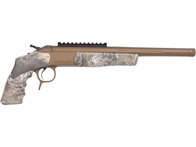 CVA Scout 350 Legend Single Shot Pistol 14" Threaded Barrel 1 Round Realtree Xscape Grip Burnt Bronze Cerakote Frame