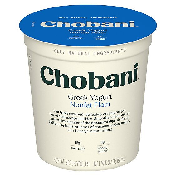 Chobani Non-Fat Plain Greek Yogurt - 32 Oz