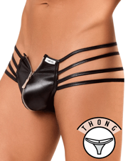 Candyman 99140 Zipped Up Thong Black