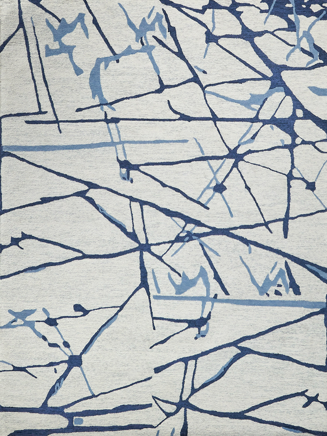 Mystic Rectangle Abstract Hand Tufted Wool Area Rug in Navy