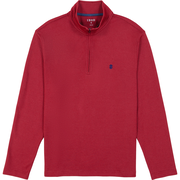 PERFORMANCE COMFORT STRIPED QUARTER ZIP - TOMATO