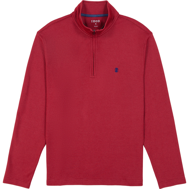 PERFORMANCE COMFORT STRIPED QUARTER ZIP - TOMATO