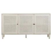 Gabriel Coastal Beach White Acacia Wood Woven Rattan 3 Door Sideboard - Small