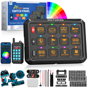 Upgraded P1Y RGB Switch Panel with Wireless Remote+App Control, 8/12 Gang, Circuit Box Toggle Switch Momentary Circuit 230FT Control Relay System