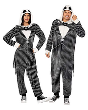 Adult Jack Skellington Hooded Plush Jumpsuit Costume -  The Nightmare Before Christmas