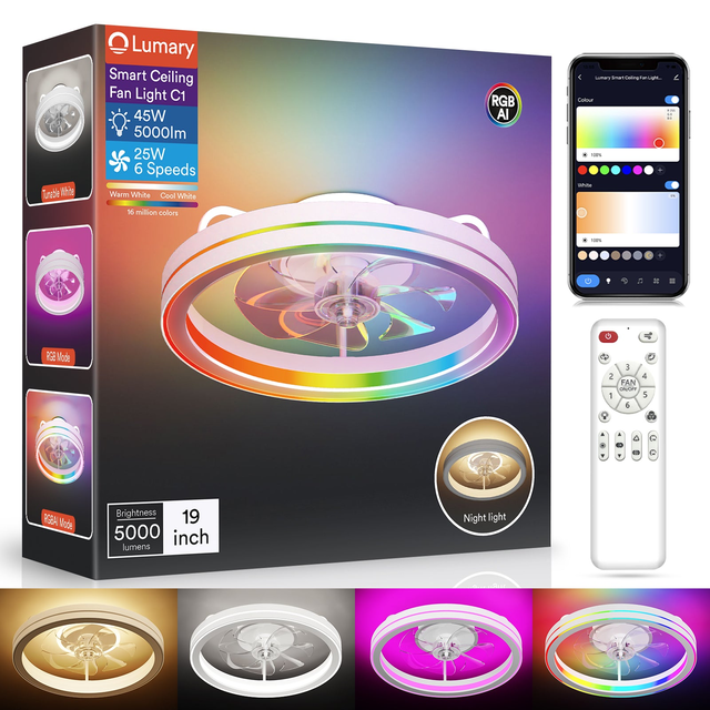 Lumary Smart LED Fan with Night Light