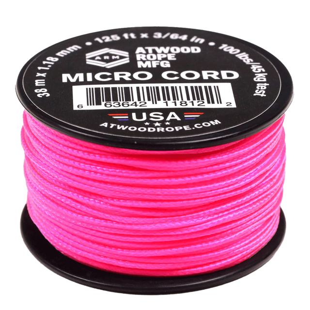 ***1.18 mm (3/64") Micro Cord Hot Pink Made in the USA Nylon/Nylon (125 ft)