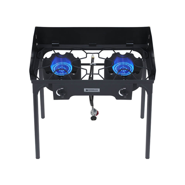 260,000 BTU High Pressure Double Propane Burner - Heavy Duty Cookware