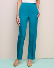 Herringbone Straight Leg Pull-On Pants