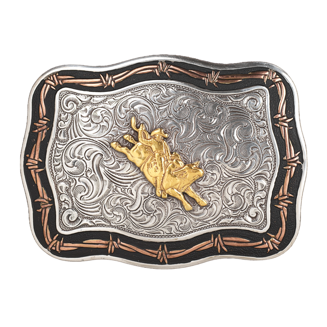 Crumrine Bucking Bronco Rectangle Belt Buckle C10016