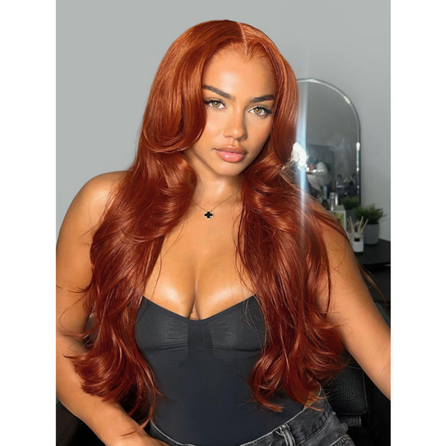Ready And Go Wig-#35 Copper Orange Wig Colored Human Hair Glueless Lace Wigs