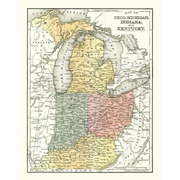 Ohio Michigan Indiana Kentucky - Mitchell 1869 Poster Print by Mitchell Mitchell-VARPDXUSOH0004
