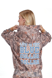 Simply Southern Blue Collar Dollar Camo Hoodie for Women in Camo | HD-DOLLAR-CAMO