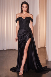 Hailee Gown - Off The Shoulder Lace & Satin Fitted Gown