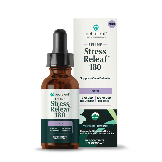 USDA Organic Feline Stress Releaf 180mg Calming CBD Oil For Cats