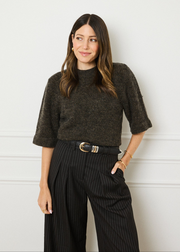 SHORT SLEEVE KNIT - BROWN