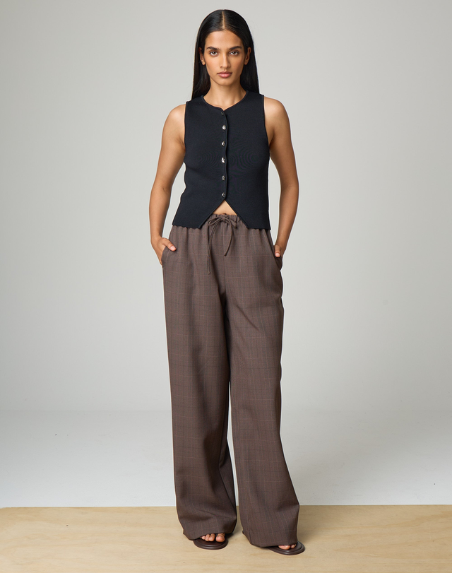 Tie Waist Wide Leg Pant