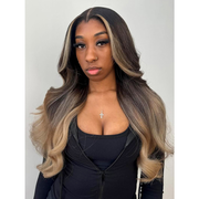 M Hairline Skunk Stripe 250 Density Body Wave 13×6 Lace Front Wig