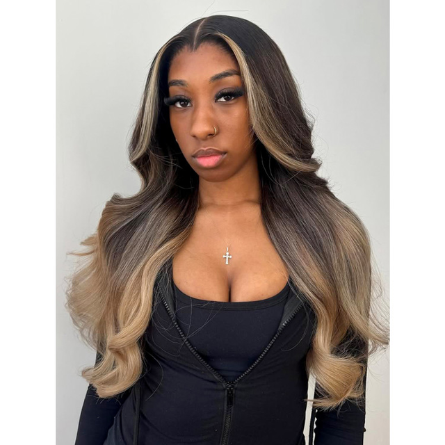 M Hairline Skunk Stripe 250 Density Body Wave 13×6 Lace Front Wig