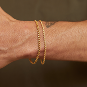 Gold Curb + Rope Bracelet