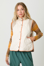 Mystree Color Block Padded Vest in Ivory Mix