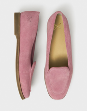 Suede Leather Loafers in Rose Pink