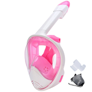 Snorkel Mask with Camera Mount - White Pink (Prescription Available)