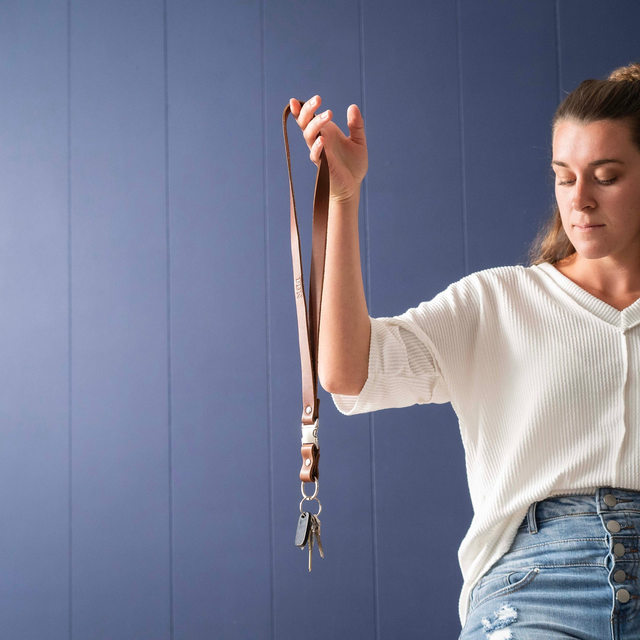 Your Logo + Our Leather - The Engineer Personalized Fine Leather Lanyard – Badge Holder Keychain - Custom Logo and Corporate Gifting