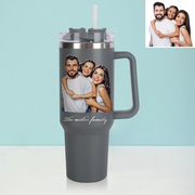 Custom 40oz Tumbler with Photos Custom Custom Stainless Steel Tumbler with Handle & Straw