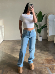 Alyssa Cargo Jeans (Medium Denim)