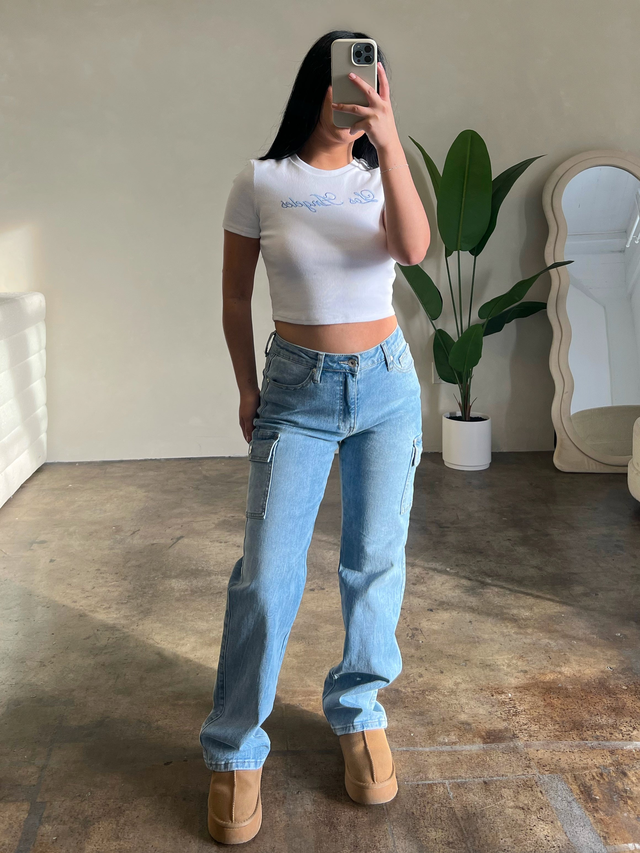 Alyssa Cargo Jeans (Medium Denim)