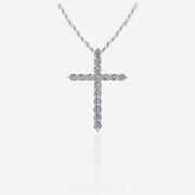 Classic Diamond Cross Pendant Necklace 14kt White Gold