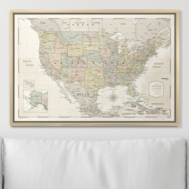 Push Pin USA Map (Pin Board) - Desert Sunrise
