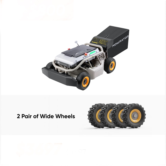 Steep Slope Bundle: Mowrator S1 4WD Lawn Mower+2 Pairs of Wide Wheels