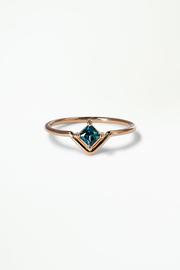 Medium Princess Cut Teal Sapphire Nestled Ring